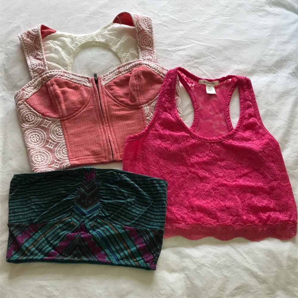 Lot of 3 cropped tops, XS/S